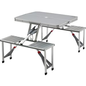 MOUNTAIN SUMMIT GEAR Aluminum Folding Picnic Table, Lightweight Folding Table, Camping Gear for The Outdoors, Events, Tailgates & More, Folds & Stores Easily with Self-Packing Design by Caddis Sports