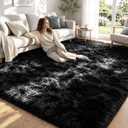 8x10 Area Rugs for Living Room: Soft Black Fluffy Rug Shag Washable Rug Plush Fuzzy Indoor Carpet for Bedroom Nursery Playroom Girls Boys Kids Room (Black, 8'x10')