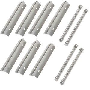 S8G001 (7-Pack) 16 1/8" Stainless Steel Heat Plates and (4-Pack) Stainless Steel Burner BBQ Replacement for Prestige 500 and Napoleon Grill Rogue Series