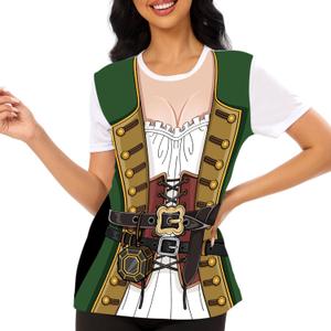 MISS FANTASY Pirate Shirt Women Men - Pirate Costume Outfits Halloween Unisex Adults (XL)
