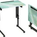 Fleecy day Folding TV Tray Table,Adjustable TV Dinner Table with Sturdy MDF Top,Eating Trays for Living Room with No Assembly Required (Sea Blue) (1PC)