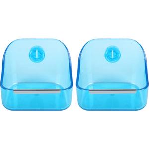 (2 Pack) 5" x 3-3/4" x 4" CalPalmy Food and Water Bowl for Rabbit, Chinchilla, Guinea Pig - The Best Tip-Proof, Clip-On Food Dishes for Rabbits and Small Pets (Blue)
