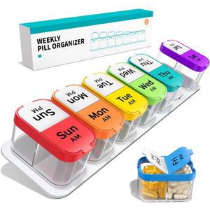 Daviky Extra Large Weekly Pill Organizer 2 Times a Day, XXL AM PM Pill Organizer 7 Day, Big Pill Case with Large Compartments, Daily Medicine Box to Hold Vitamin, Supplement and Medication