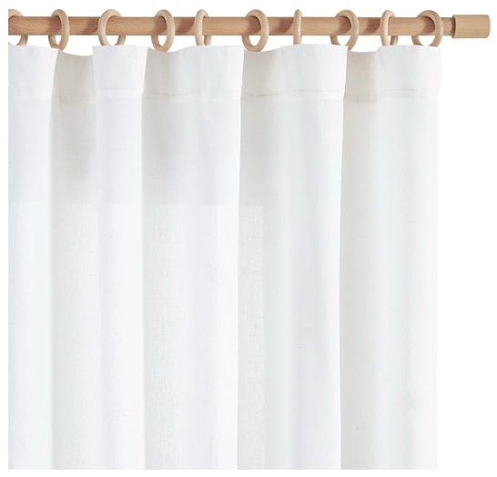 jinchan Soft Linen Curtains Set 2 Panels, Off White Curtains 72 Inch Length, Farmhouse Light Filtering Drapes for Living Room Bedroom, Sheer White Drapes Back Tab Top (W50 x L72, Off White)