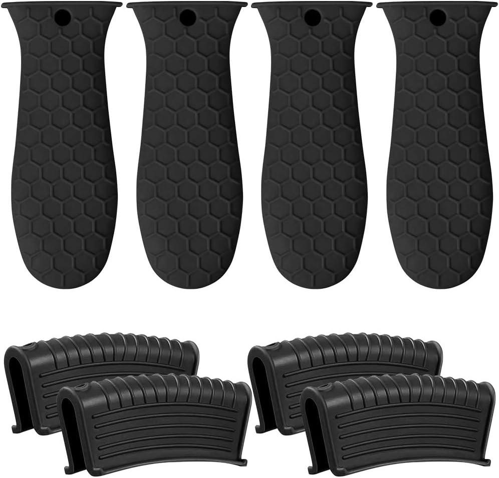 8 Pack Cast Iron Handle Cover, Silicone Hot Handle Holder, Assist Handle Holder, Non-Slip Pot Holder Sleeve, Pot Handle Covers Heat Resistant Potholder Cookware Silicone Cast Iron Handle Cover