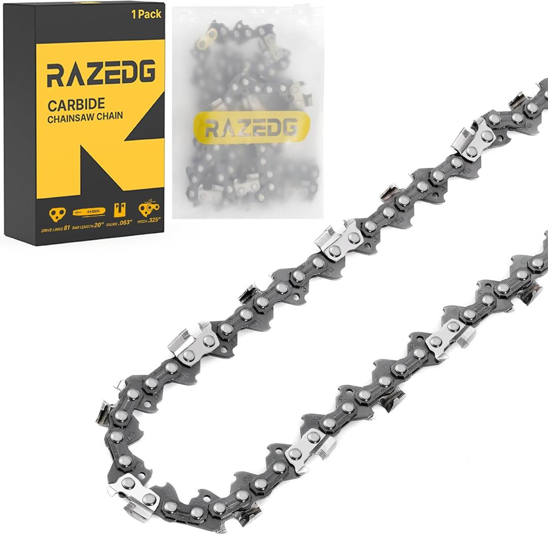 20 Inch Carbide Chainsaw Chain, .325" Pitch, .063" Gauge, 81 Drive Links, Fits Stihl MS271 Farm Boss, MS291, MS290, MS261, MS310, Replacement for 3639 005 0081, V81