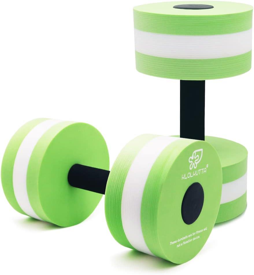 Aquatic Dumbells, 2PCS Water Aerobic Exercise Foam Dumbbell Pool Resistance,Water Aqua Fitness Barbells Hand Bar Exercises Equipment for Weight Loss (Green)