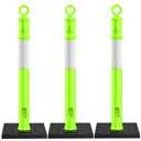 RoadHero 45 Inch Delineator Post with Base, Portable Lime Green Traffic Delineator Posts Cones with Reflective Collars for Parking Lots, Road Safety, Construction Events 3 Pack