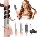 Rotating Curling Iron Set, Automatic Curling Wand for Long Hair, Easy to Use Hair Curler Get Effortless Beach Waves, 3 Sizes Ceramic Barrel 1/ 1.25/ 1.5 Inch to 410°F with Home Button, Dual Voltage