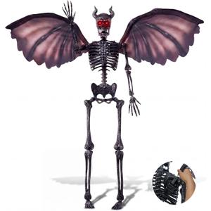 JOYIN 5FT Halloween Devil Skeleton Decor, Posable Life Size Skeleton, Full Body Realistic Bone with Movable Joint, Giant Skeletons Halloween Decorations for Haunted House Prop, Spooky Party Decor