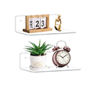 9 Inch Clear Acrylic Floating Shelf, No Drill Adhesive Wall Shelf Set of 2 for Storage, Floating Shelves Damage-Free Expand Wall Space for Living Room, Office, Gaming Room, Bathroom