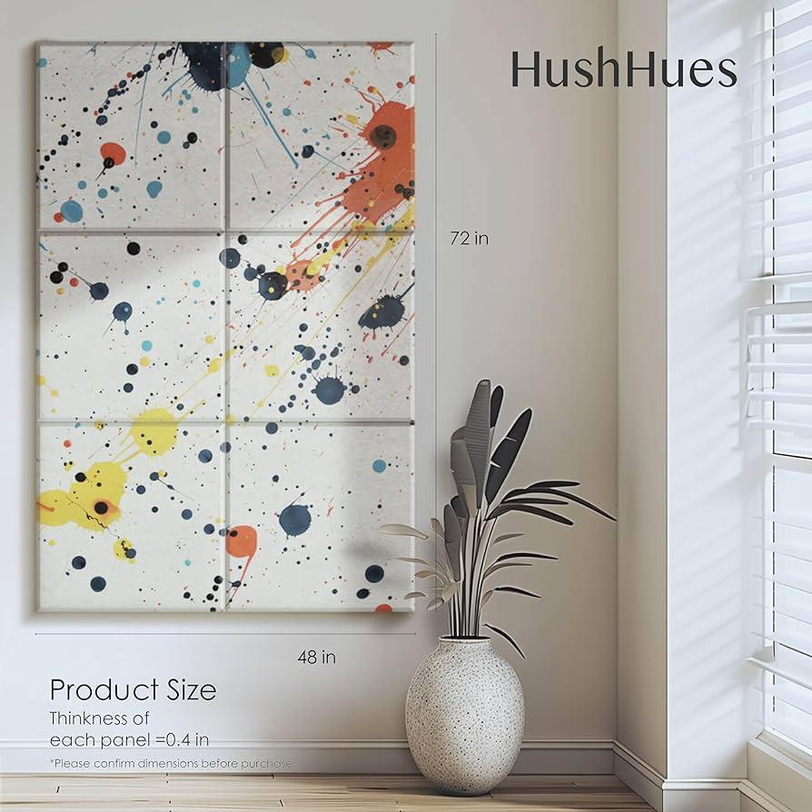 HushHues 6-Pack Art Acoustic Panels 72x48 Inches Soundproof Wall Panels - Decorative Acoustic Treatment Panels for Recording Studios,