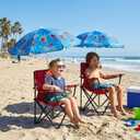 Redbaker Spider Kids Beach Chair with Umbrella Red Blue Toddler Folding Lawn and Camping Chair with Summer Shade for Boys Girls Outdoor Pool Travel Picnic