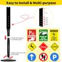Heavy Duty Cast Iron Sign Post With 12" Diameter Bottom Round Base, 48" Movable Stand for Hanging Signs