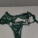 Lilosy Sexy Underwire Cute Push Up Strappy Embroidered Mesh Sheer Lingerie Set See Through Panty Bra (Medium, Bow Green)