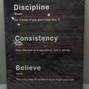 Inspirational Wall Art Discipline Consistency Noun Painting Canvas Print Artwork Office Wall Decor Believe Verb Poster Framed Motivational Quotes Wall Art Modern Home Gym Decoration[12''W x 18''H]