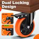 QNCZ Caster Wheels, 5 Inch Heavy Duty Casters Set of 4, Silent Industrial Casters Load 2600lbs, Swivel Casters for Furniture, Workbench and Cart Wheels