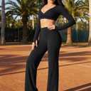 Straight Leg Leggings Women, Butt Lifting High Waisted Wide Leg Yoga Pants, No Front Seam Workout Gym Lounge Pants (Black, S)