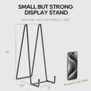 HONGYUTAI 3 Pack 12 Inch Plate Stands for Display Picture - Vinyl Table Top Display, Decorative Metal Frame Holders for Book , Photo and Platter, Tabletop Art, Black