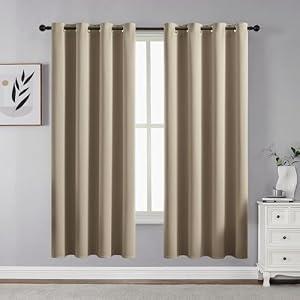 CUCRAF Beige Blackout Curtains 63 inch Length 2 Panels Set, Room Darkening Drapes for Living Room Bedroom, Thermal Insulated Light Blocking Grommet Window Curtain (W52 x L63 Inch)