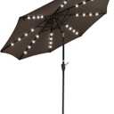 Yescom 9' Outdoor Solar Powered LED Umbrella 8 Ribs w/ 32 Lights for Patio Garden Deck Crank Tilt UV30 Chocolate