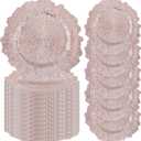 fani 100 Pcs Rose Gold Charger Plates Bulk, 13 Inch Reef Wedding Chargers for Dinner Plate, Round Plastic Reusable Ruffled Rim Decorative for Table Setting, Parties, Wedding, Events