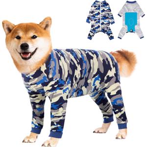 Dog Recovery Suit Full-Zipper After Post-Surgery Large Medium Dogs, Dog Bodysuit for Prevent Licking& Chewing Wounds Onesies Cone Alternative (Camouflage, 2X-Large)