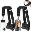 PUGPIU 2 Pack Clip and Go Strap for Phone with Wallet Crossbody - Phone Strap Crossbody with Zippered Pouch, Multifuctional Adjustable Cell Phone Lanyard for Going out