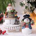 2 Pcs 5 Inch Snowman Figurines Rustic Christmas Table Decorations Indoor Resin Snowman Decor Tabletop Statue for Xmas Winter Party Home Office Mantle Desk Shelf Holiday Gifts(Classic)
