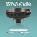 12" x 2" Trailer Brake Drum Kit 6 on 5.5" Replacement for 5200-6000 LBS Axle Hub Heavy Duty 6 Bolt Trailer Brake Hub Drum Assembly 1/2"-20 Drums Replace 008-201-09, 42656-22003K