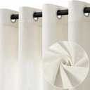 Natural Cream Linen Curtains 96 Inch Length 2 Panels for Living Room Bedroom, Light Filtering Sheer Curtains 96 Inches, Modern Farmhouse Grommet Semi Sheer Soft Privacy Drapes