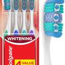 Colgate 360 Optic White Whitening Toothbrush, Adult Soft Toothbrush with Whitening Cups, Helps Whiten Teeth and Removes Odor Causing Bacteria, 4 Pack