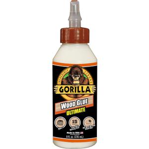 Gorilla Ultimate Waterproof Wood Glue, Natural Wood Color, 8 Ounce - Waterproof for Indoor or Outdoor Projects and Repairs