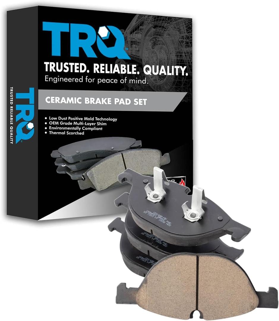 TRQ Front Ceramic Brake Pad Set Includes Contact Point Grease Compatible with 2014-18 Jaguar XJ Supercharged 2014-18 XJ L Supercharged 2014-17 XJR 2018-19 XJR575