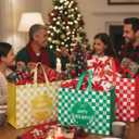 YALTOON 12 Pack Extra Large Christmas Gift Bags, Heavy Duty Reusable Tote Bags with Handles, Non-Woven Large Christmas Bags for Gifts, Holiday Shopping, Xmas Party Favors, 12pcs XL 16.9"x12.6"x7.1"