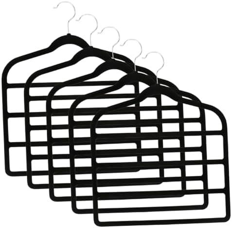 PRETYZOOM 3pcs Multi-Layer Pants Hanger Rack Space Saver Hangers for Pants Black Home Clip