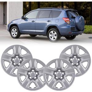 17" Silver Wheel Skins (Set of 4) for 2006-2012 Toyota Rav4, 17 inches ABS Wheel Covers Compatible with 06-12 Rav4 Steel Wheels- Auto Tire Replacement Cap Cover 42611-0R020 42611-42200