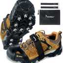 SYOURSELF Ice Cleats, Crampons Ice Cleats for Shoes and Boots Women Men Kids, Non Slip Grippers Spikes for Shoes with Straps, Ice Traction Cleats for Snow and Ice, Hiking, Walking, Fishing, Climbing (Medium)