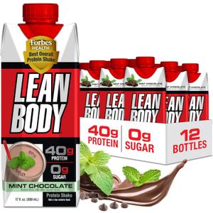 Labrada Lean Body Ready-to-Drink Mint Chocolate Protein Shake, 40g Protein, Whey Blend, 0 Sugar, Gluten Free, 22 Vitamins & Minerals, (Recyclable Carton & Lid - Pack of 12) LABRADA (EXP 12/04/26)