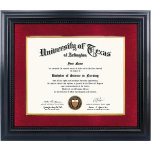 GMFrames 11x14 Diploma Degree Frame with Red Mat or Display 15x18 Certificates without Mat,Solid Wood,Black Finish with Intricate Black Rope Detail,UV Protection Acrylic