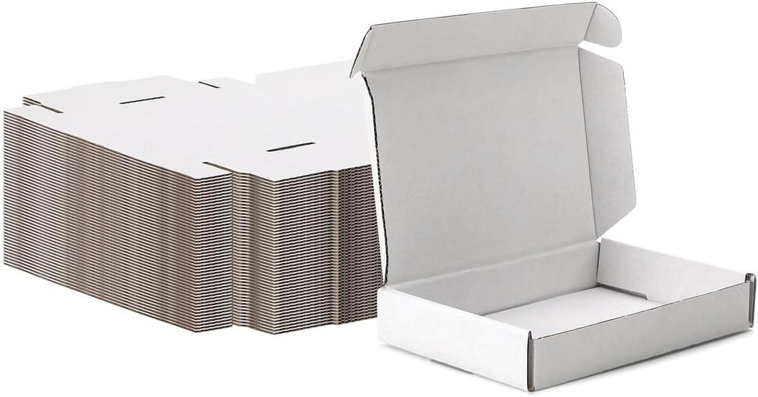 MEBRUDY 6x4x1 Inches Shipping Boxes Pack of 50, Small Corrugated Cardboard Box for Mailing Mailer Packing, White