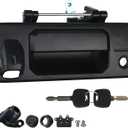 Tailgate Handle with Rear Camera Hole Liftgate Latch Handle with Key Lock Cylinder Black Fit for 2014-2021 Toyota Tundra 2016-2022 Toyota Tacoma Replaces 69090-0C090 69090-0C091 Textured Black