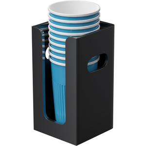 WINFFOR Disposable Cup Organizer Dispenser - Black Acrylic Cup and Lid Holder with Handles Plastic Cup Dispenser Countertop Paper Coffee Cup Holder for Coffee Bar House Party Essentials (1 Compartment)