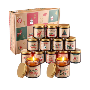 Hollowfly 12 Pack Christmas Candles 12 Days of Christmas Advent Calendars 2025 Scented Soy Wax Candles xms Holiday Candle Gift for Women Men