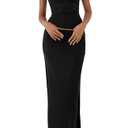 BTFBM Womens Maxi Skirt Set Going Out Dress (Black, Medium)