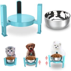 Elevated Dog Bowls for Small Cats and Dogs,Upgraded Height and Width Adjustable Raised Dog Bowl Stand with Stainless Steel Bowl, Elevated Pet Water & Food Bowl,Non-Slip Dog Feeder.(Bowl Included)