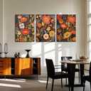 ZQARTZZQ Boho Floral Wall Art Abstract Flower Framed Canvas Prints Flower Mid Century Modern Botanical Painting Colorful Flowers Pictures Wall Decor Set of 4 for Living Room Bedroom Bathroom 16x24in