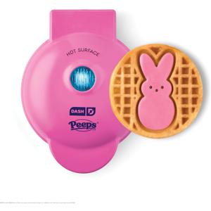 PEEPS x Dash Bunny Mini Waffle Maker for Individual Waffles, Hash Browns, Keto Chaffles with Easy to Clean, Non-Stick Surfaces, 4 Inch - Pink
