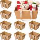Pinkunn 48 Pcs Basket for Gifts Empty DIY Bulk Gift Basket Kit with Handles Kraft Cardboard Tray for Wedding Baby Shower Graduation Party Anniversary Party Display (Brown)