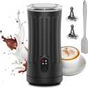 Milk Frother, Upgraded 4-in-1 Milk Frother and Steamer, Hot and Cold Foam Maker and Milk Warmer with Temperature Control & Auto Shut-Off, Frother for Coffee, Latte, Cappuccino, Matcha(Black)